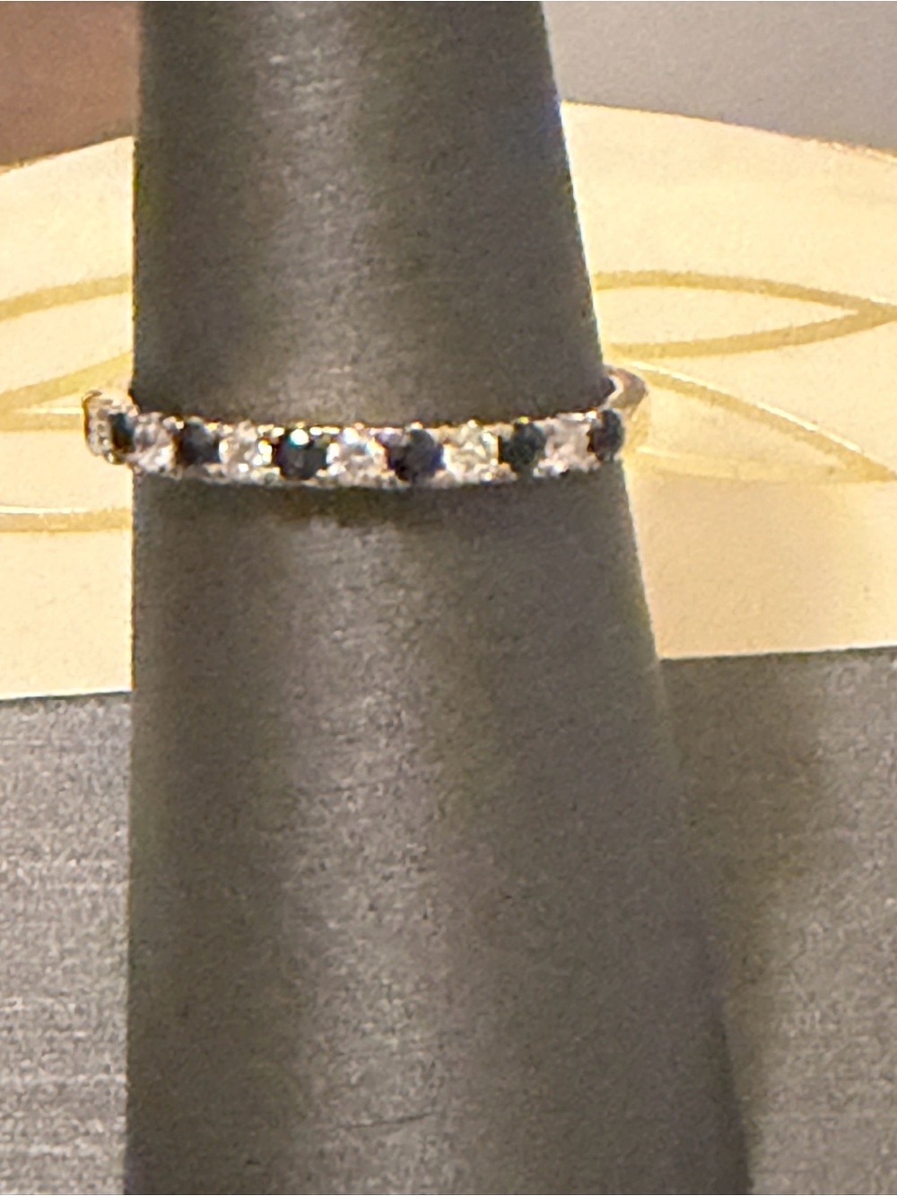 Elegant 14k Blue Sapphire and Diamond Stackable Band
